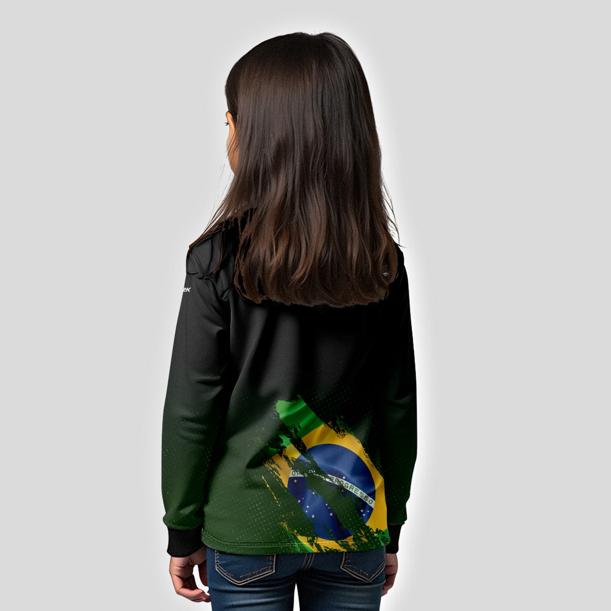 Camisa de Motociclismo Infantil Brk Bandeira Brasil Lateral com Proteção Solar UV50+