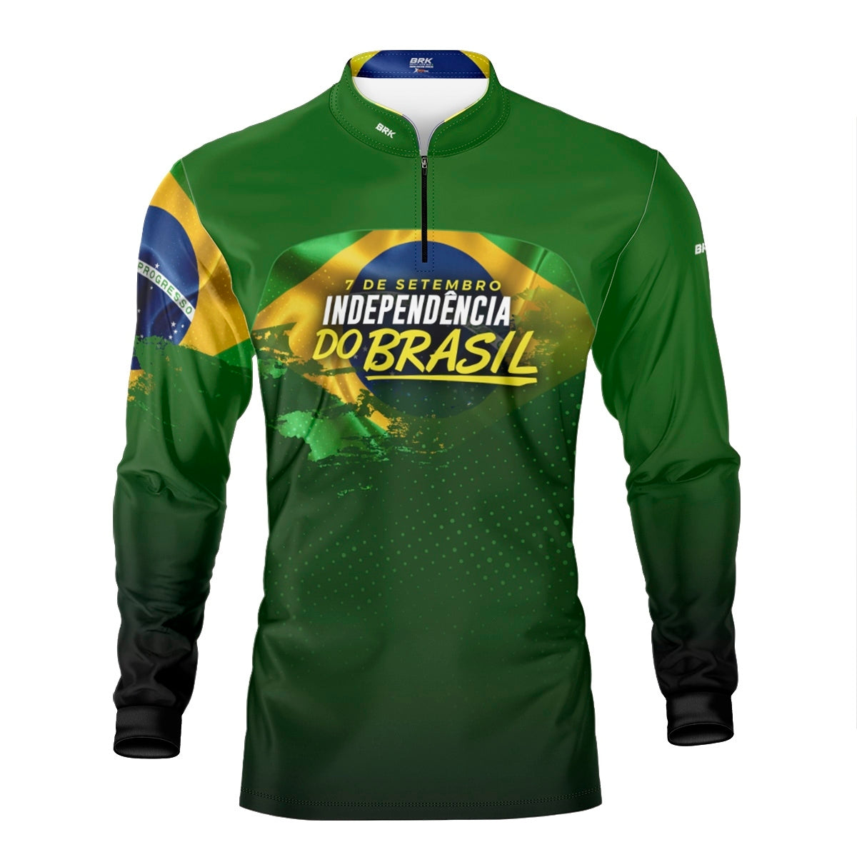 Camisa de Motociclismo Brk Independência Brasil Verde com Proteção Solar UV50+