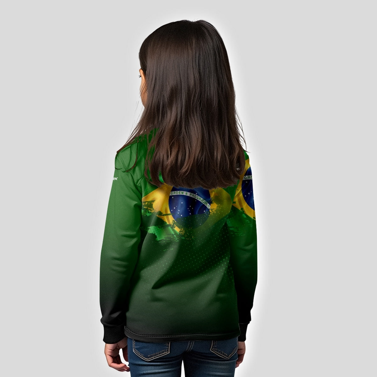 Camisa de Motociclismo Infantil Brk Independência Brasil Verde com Proteção Solar UV50+