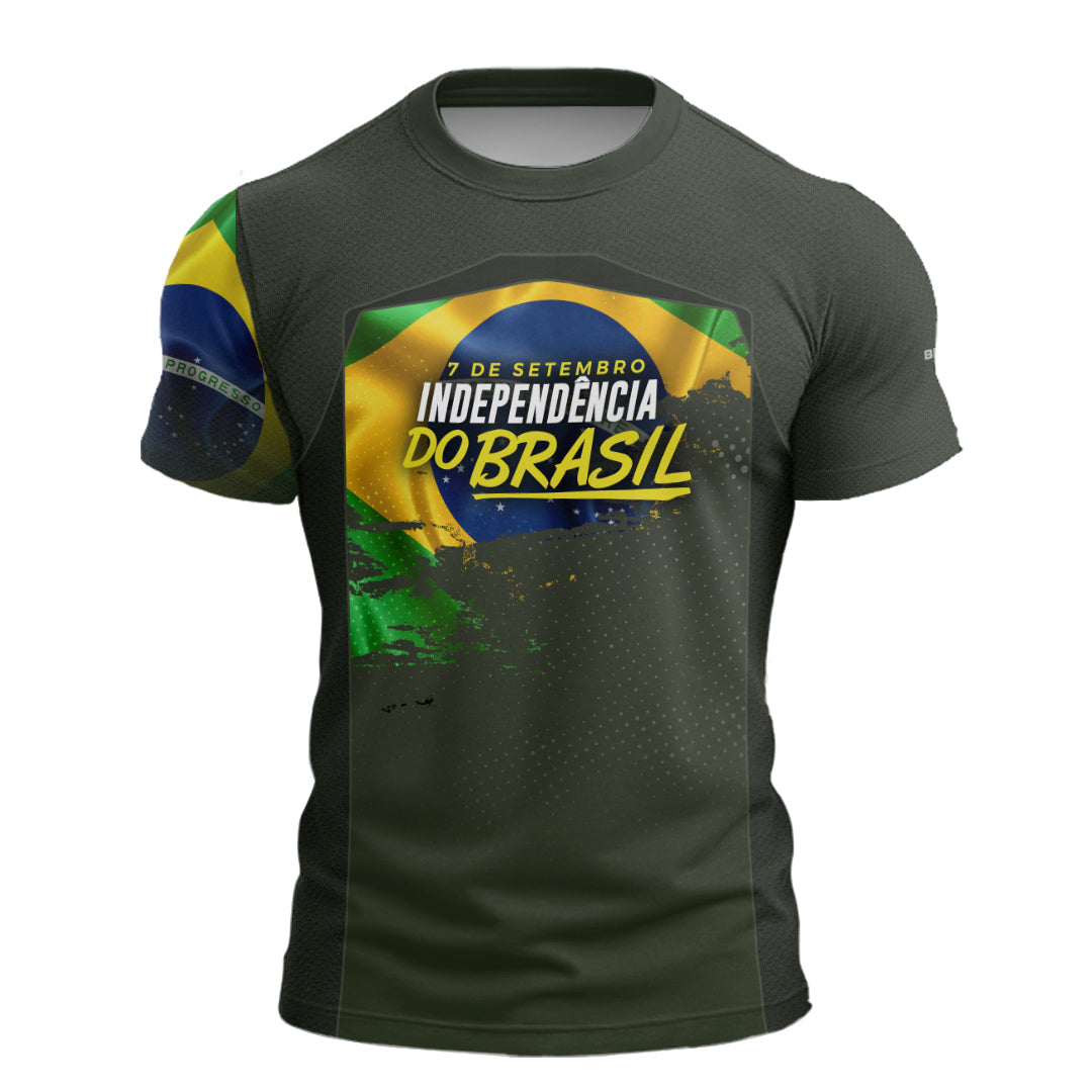 Camiseta de Motociclismo Brk Brasil Verde Oliva com Proteção Solar UV50+