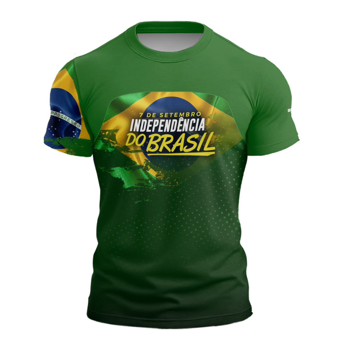 Camiseta de Motociclismo Brk Independência Brasil Verde com Proteção Solar UV50+