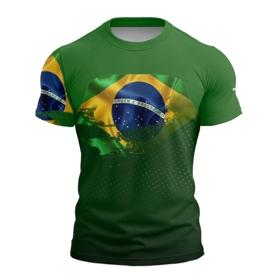 Camiseta de Motociclismo Brk Brasil Verde com Proteção Solar UV50+