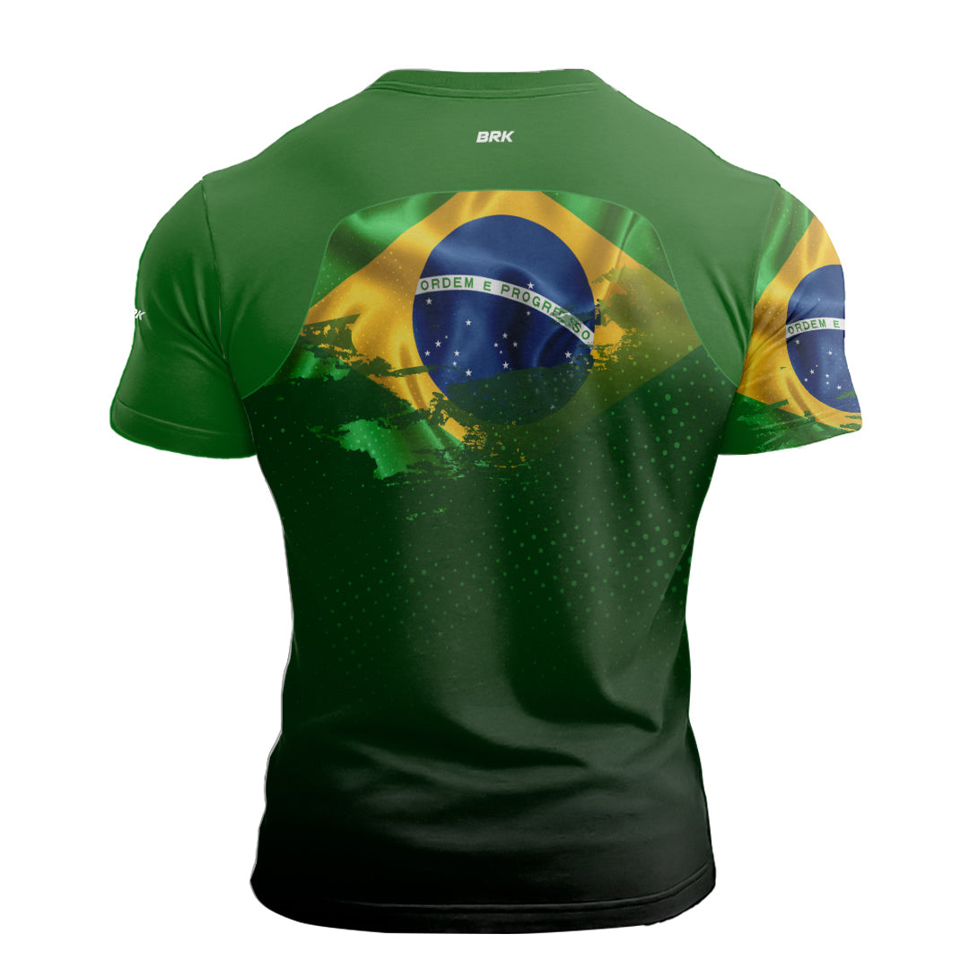 Camiseta de Motociclismo Brk Brasil Verde com Proteção Solar UV50+