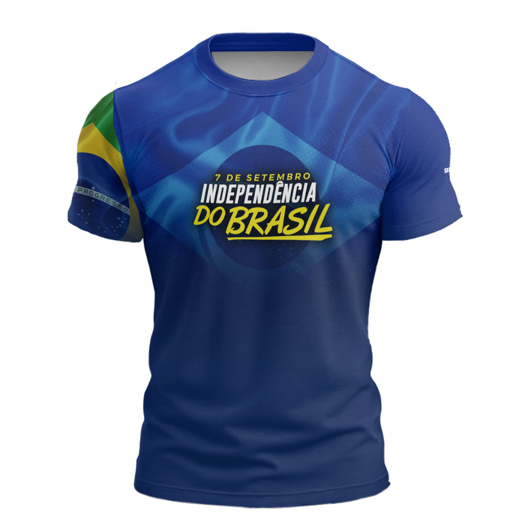 Camiseta de Motociclismo Brk Brasil Independência Azul com Proteção Solar UV50+