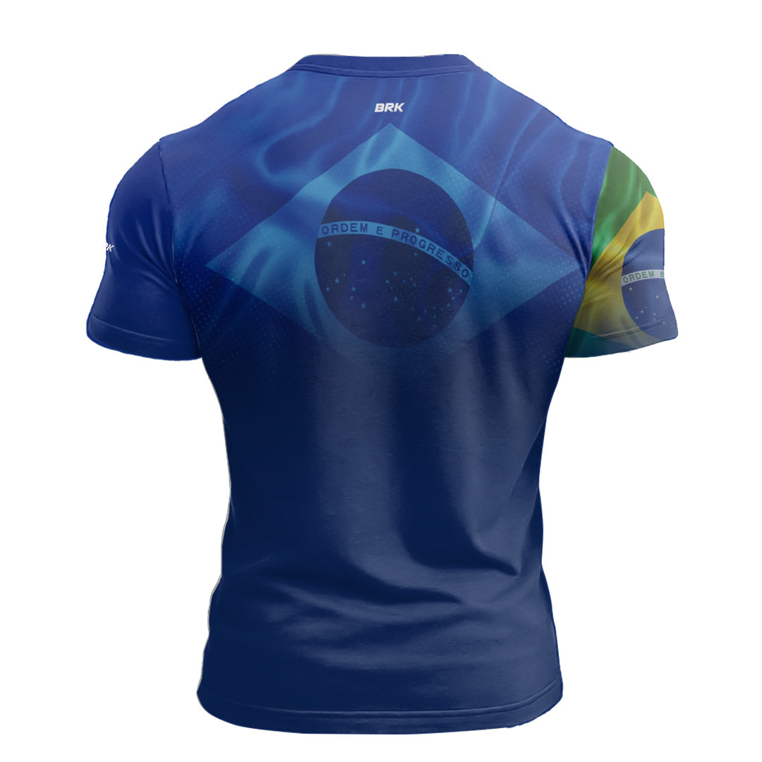 Camiseta de Motociclismo Brk Brasil Independência Azul com Proteção Solar UV50+