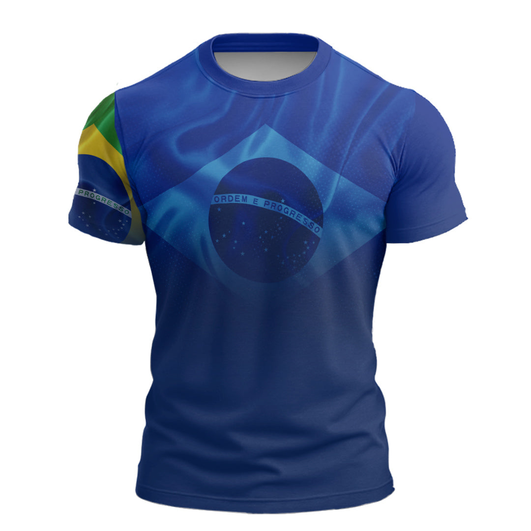 Camiseta de Motociclismo Brk Brasil Azul com Proteção Solar UV50+