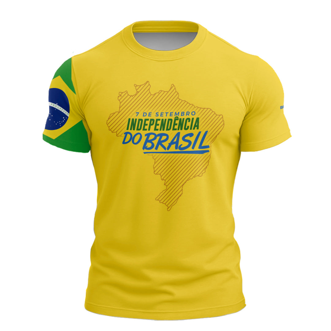 Camiseta de Motociclismo Brk Brasil Amarelo com Proteção Solar UV50+