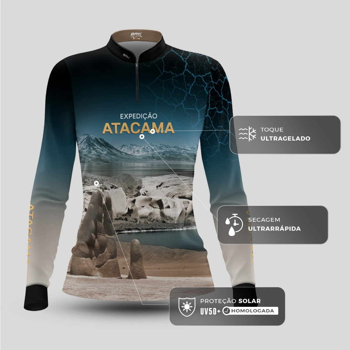 Camisa de Motociclismo Feminina Brk Expedição Atacama com Proteção UV50