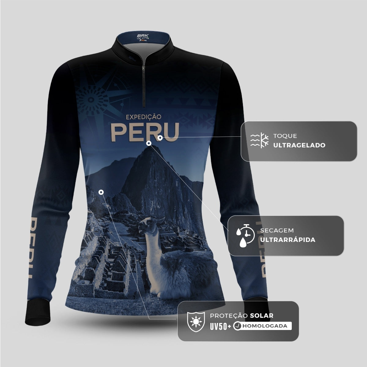 Camisa de Motociclismo Feminina Brk Expedição Peru com Proteção UV50