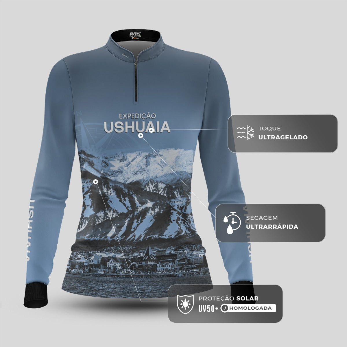 Camisa de Motociclismo Feminina Brk Expedição Ushuaia com Proteção UV50