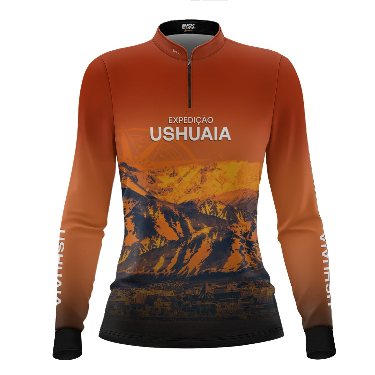 Camisa de Motociclismo Feminina Brk Laranja Expedição Ushuaia com Proteção UV50