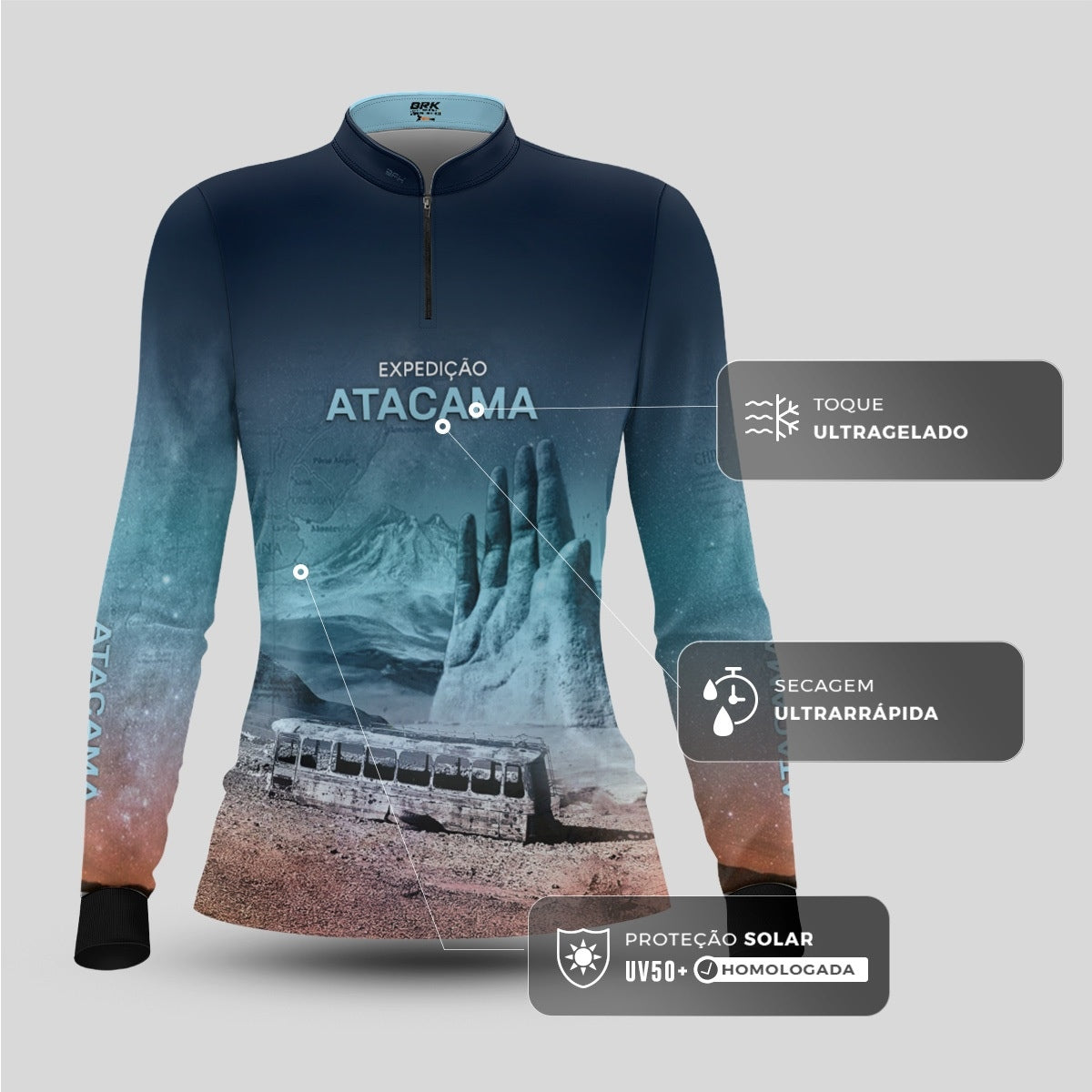 Camisa de Motociclismo Feminina Brk Expedição Atacama com Proteção UV50