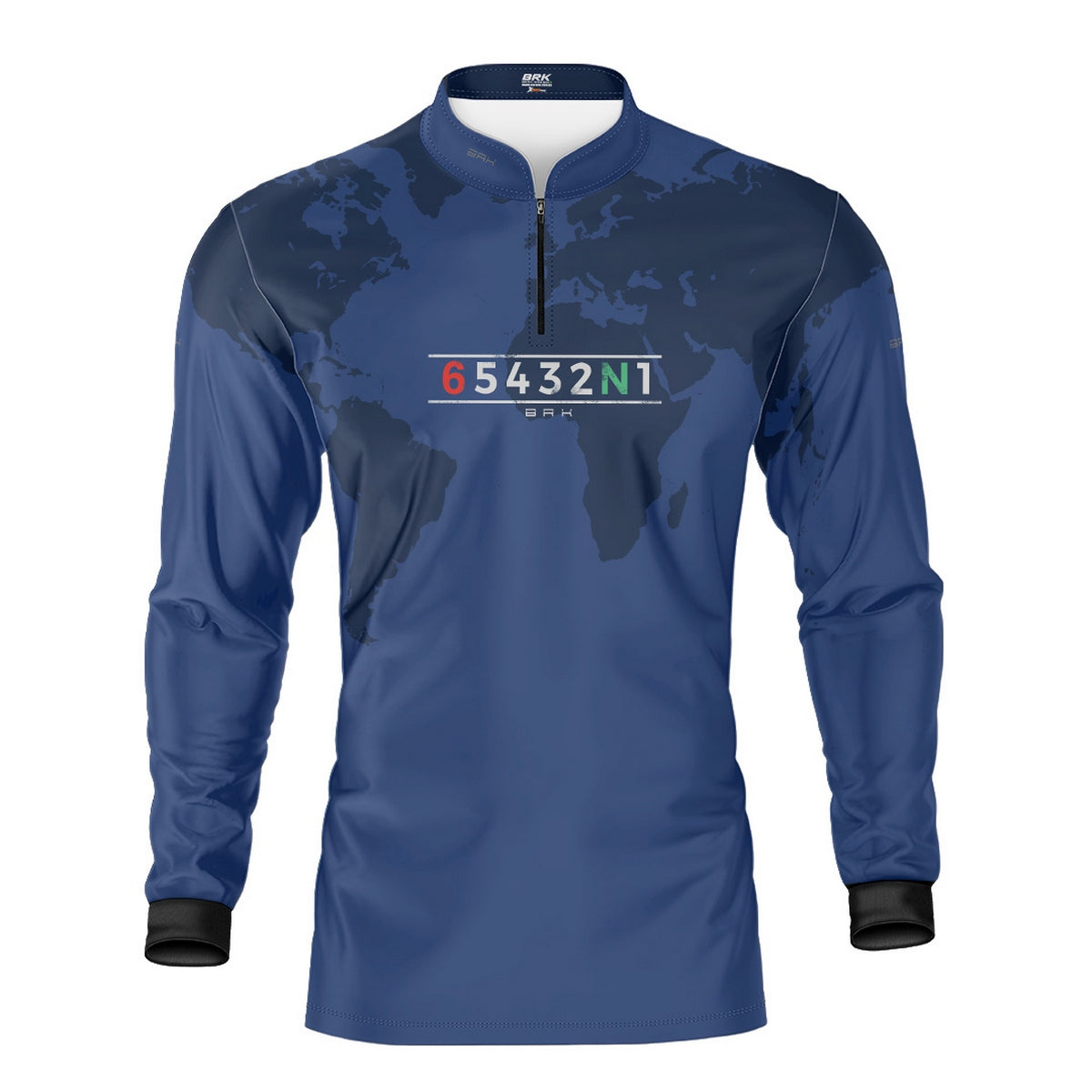 Camisa Manga Longa com Proteção UV50 Brk Azul Mapa Mundi 6 Marchas