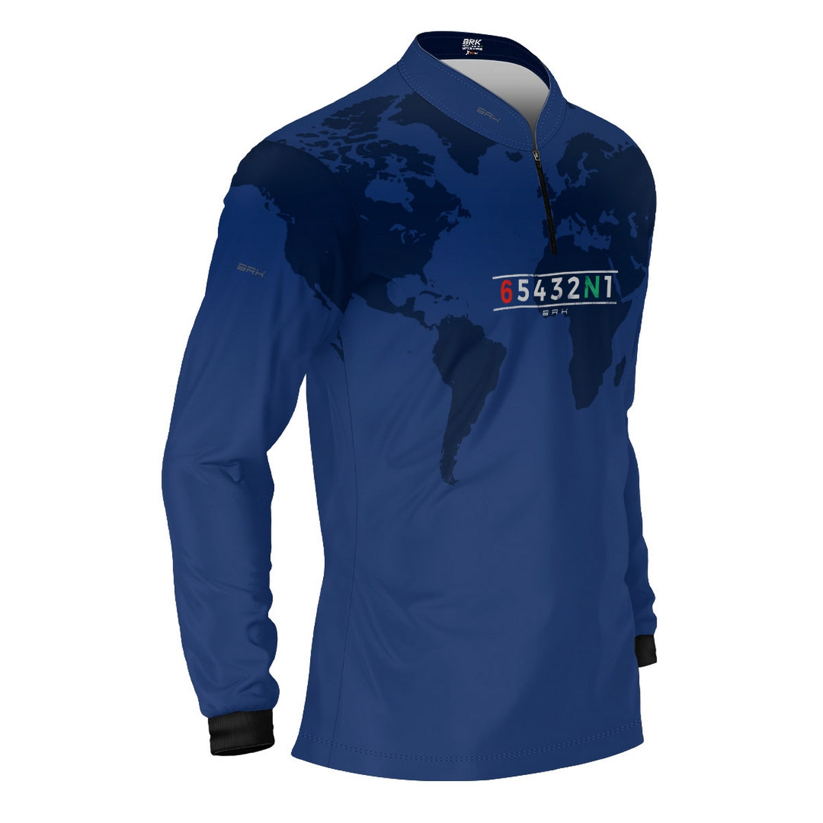 Camisa Manga Longa com Proteção UV50 Brk Azul Mapa Mundi 6 Marchas