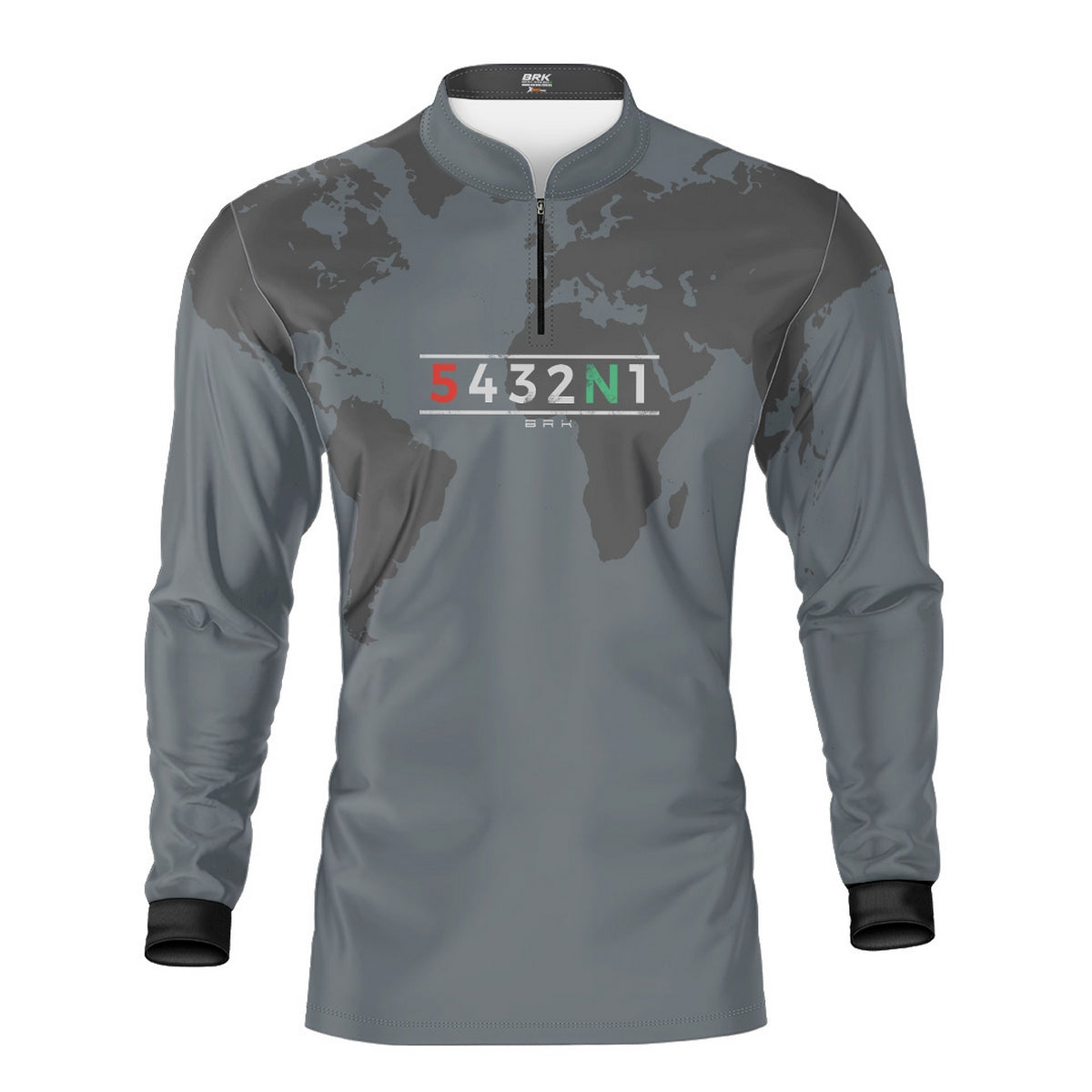Camisa Manga Longa com Proteção UV50 Brk Cinza Mapa Mundi 5 Marchas