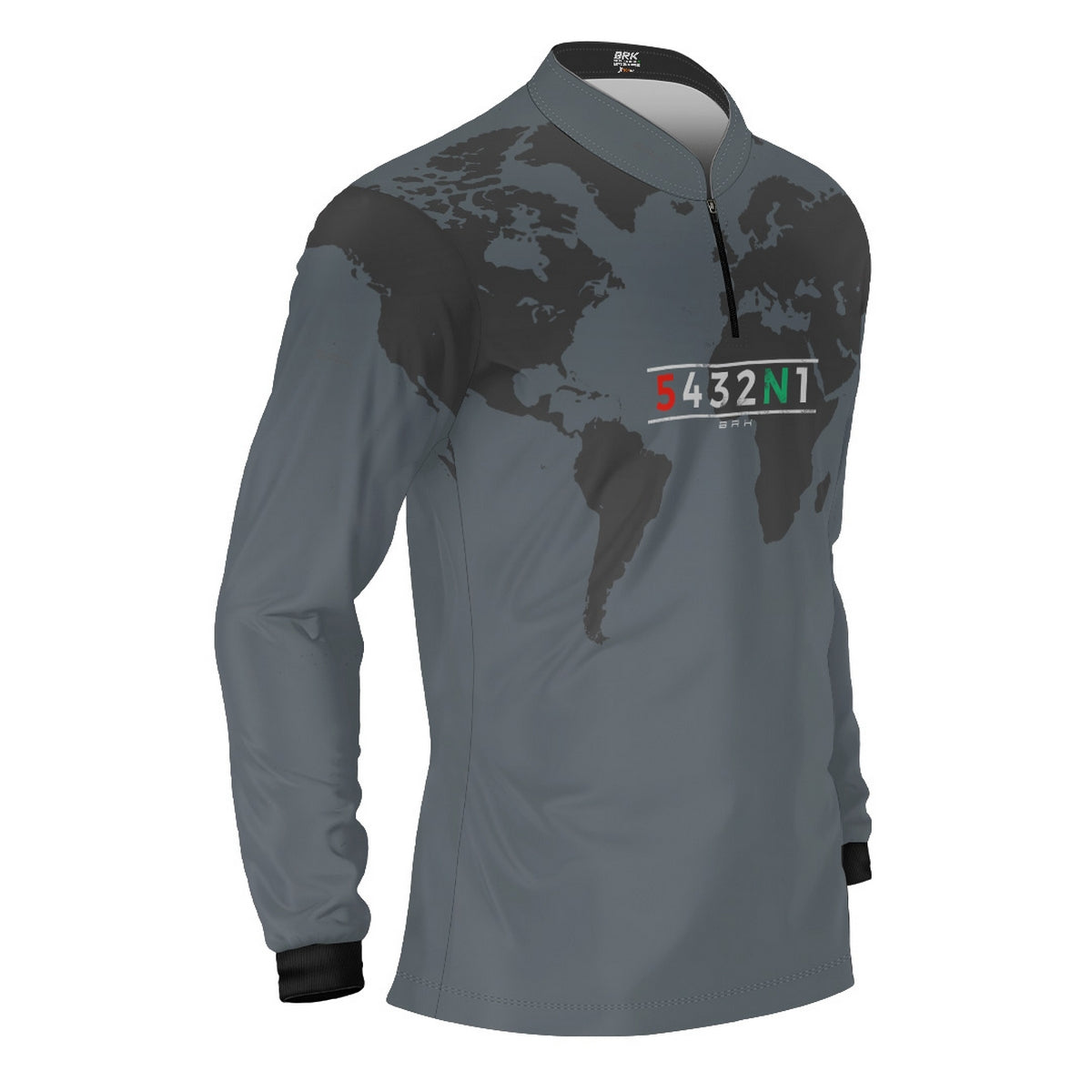 Camisa Manga Longa com Proteção UV50 Brk Cinza Mapa Mundi 5 Marchas