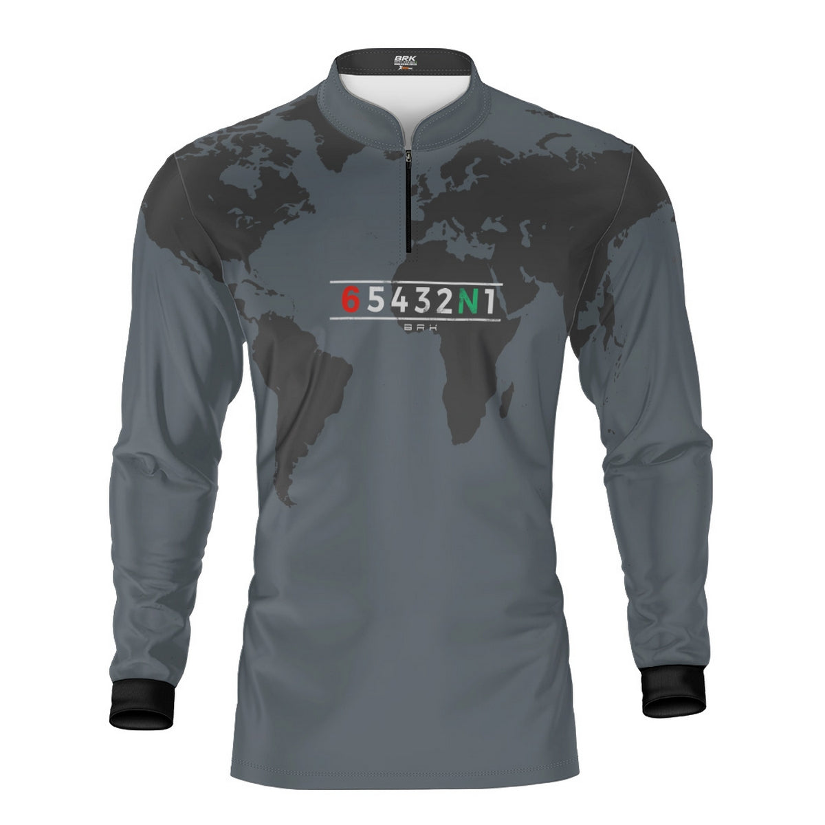 Camisa Manga Longa com Proteção UV50 Brk Cinza Mapa Mundi 6 Marchas