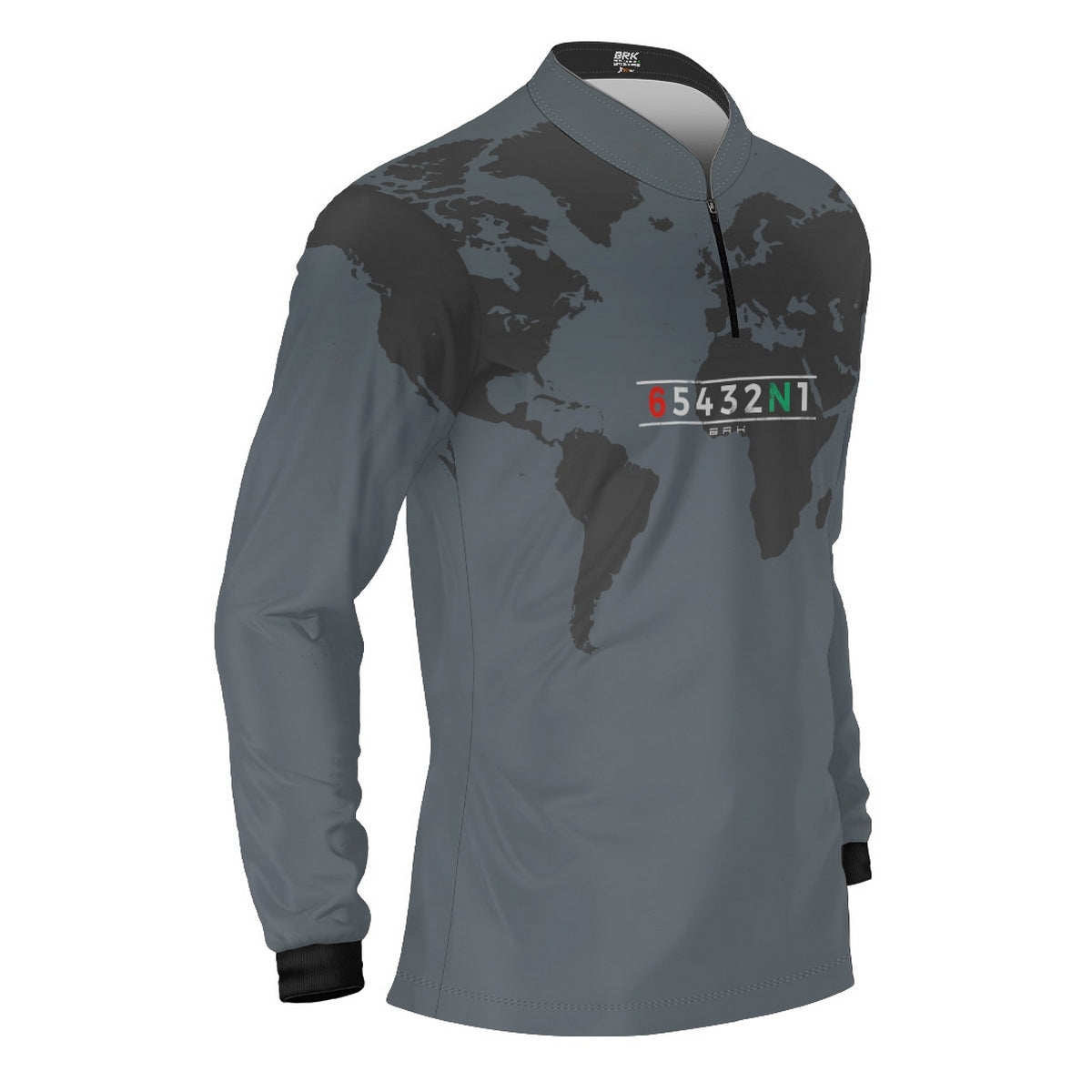 Camisa Manga Longa com Proteção UV50 Brk Cinza Mapa Mundi 6 Marchas