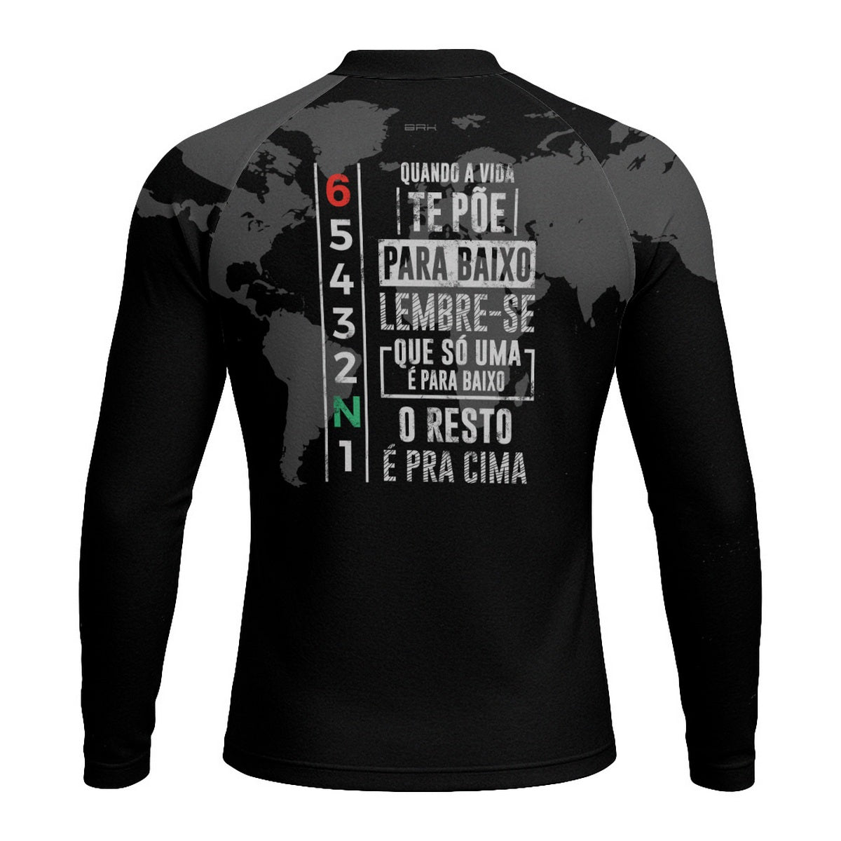 Camisa Segunda Pele com Proteção UV50 Brk Preto Mapa Mundi 6 Marchas