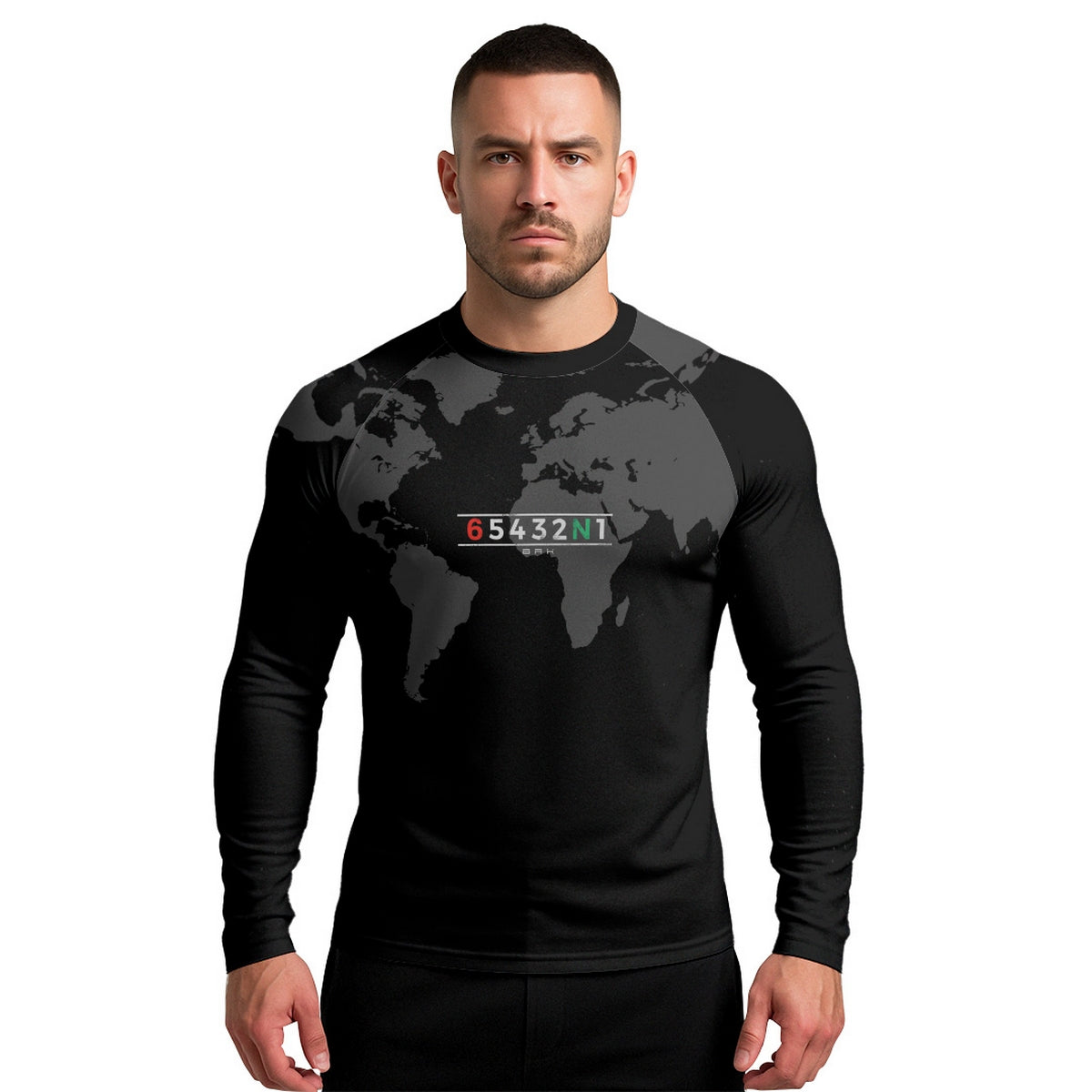 Camisa Segunda Pele com Proteção UV50 Brk Preto Mapa Mundi 6 Marchas