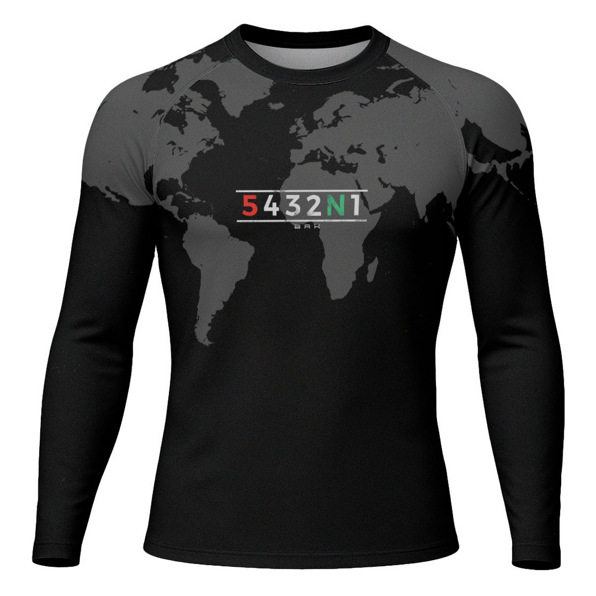 Camisa Segunda Pele com Proteção UV50 Brk Preto Mapa Mundi 5 Marchas
