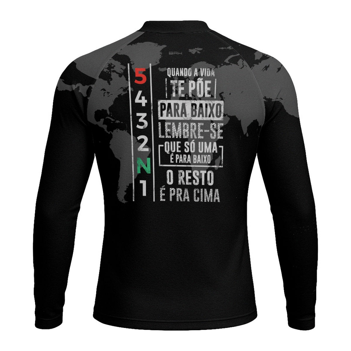 Camisa Segunda Pele com Proteção UV50 Brk Preto Mapa Mundi 5 Marchas