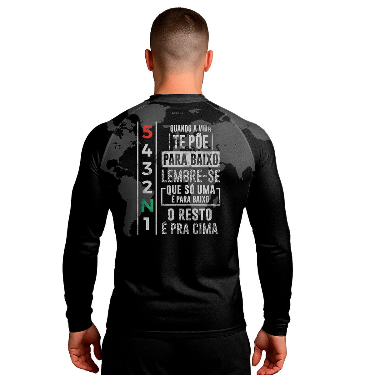Camisa Segunda Pele com Proteção UV50 Brk Preto Mapa Mundi 5 Marchas