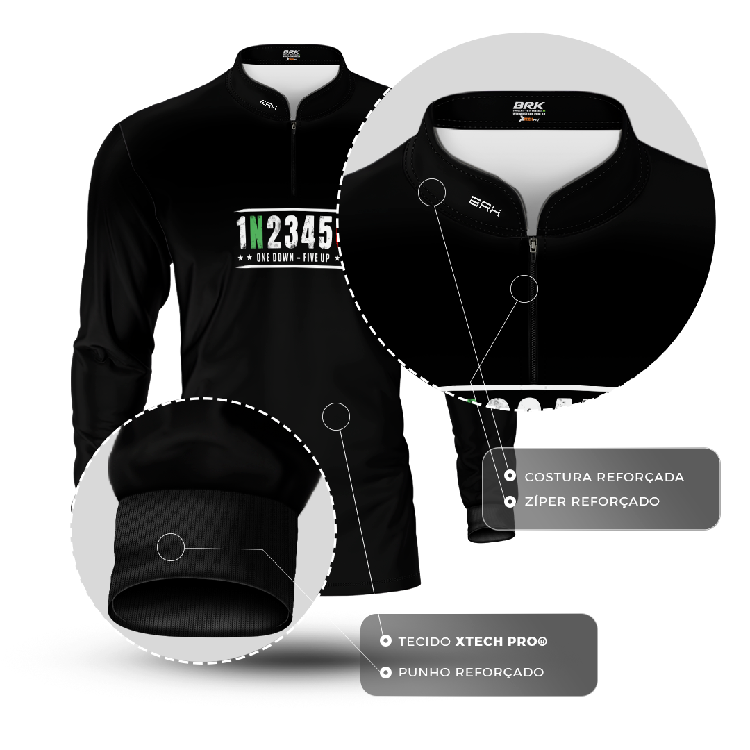 Camisa Manga Longa Brk Marchas 1 Pra Baixo 5 Pra Cima com Proteção UV50