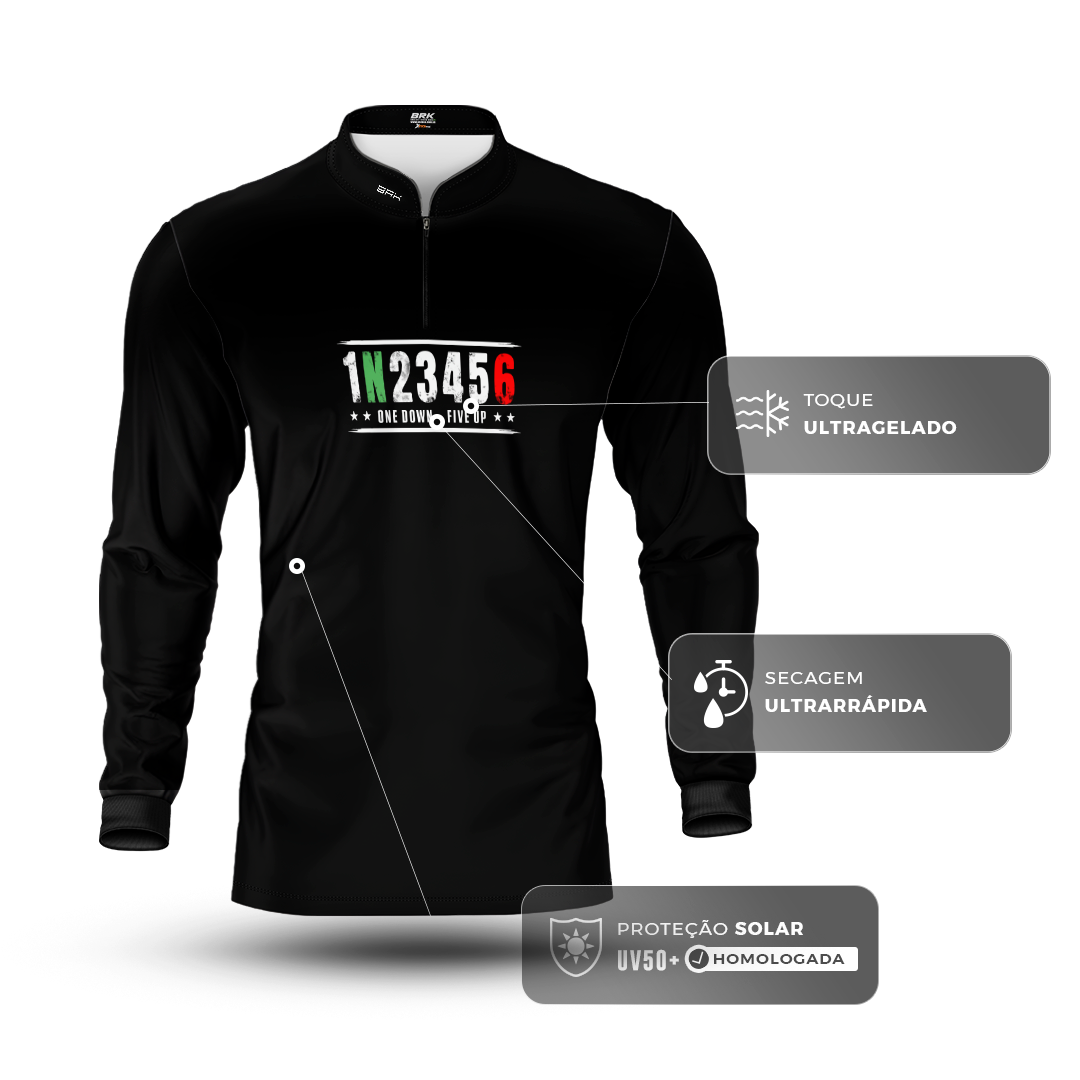 Camisa Manga Longa Brk Marchas 1 Pra Baixo 5 Pra Cima com Proteção UV50