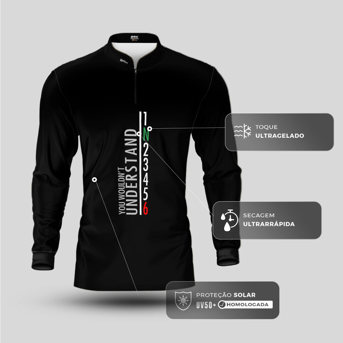 Camisa Manga Longa Brk Você Não Entenderia com Proteção UV50