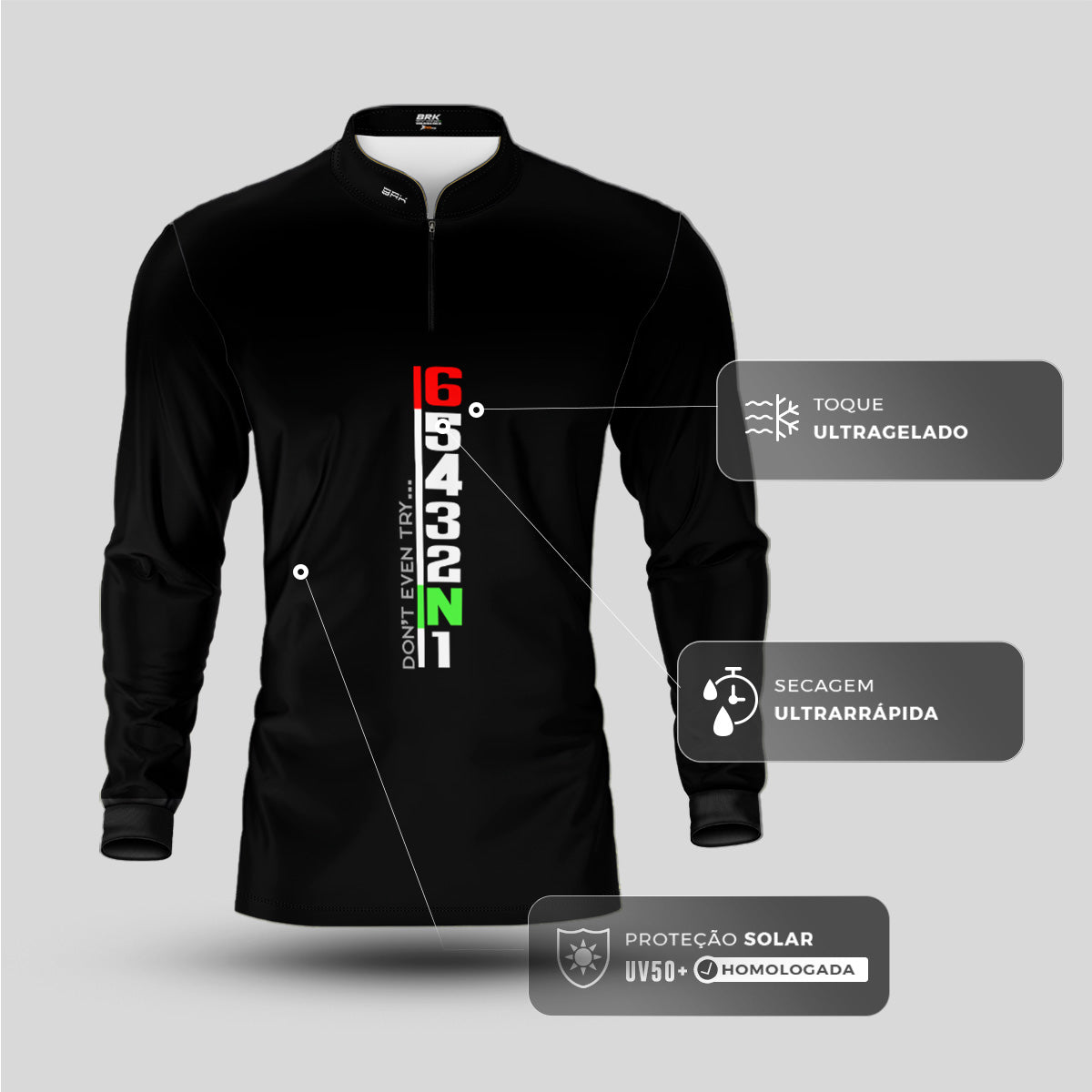 Camisa Manga Longa Brk Nem Tenta com Proteção UV50