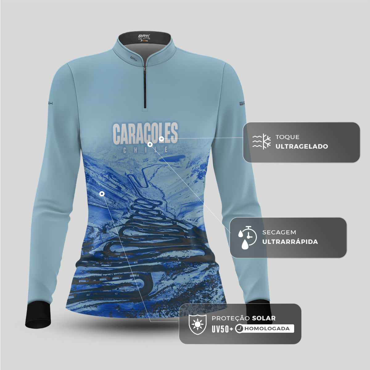 Camisa Feminina Brk Chile Estrada Los Caracoles com Proteção UV50+