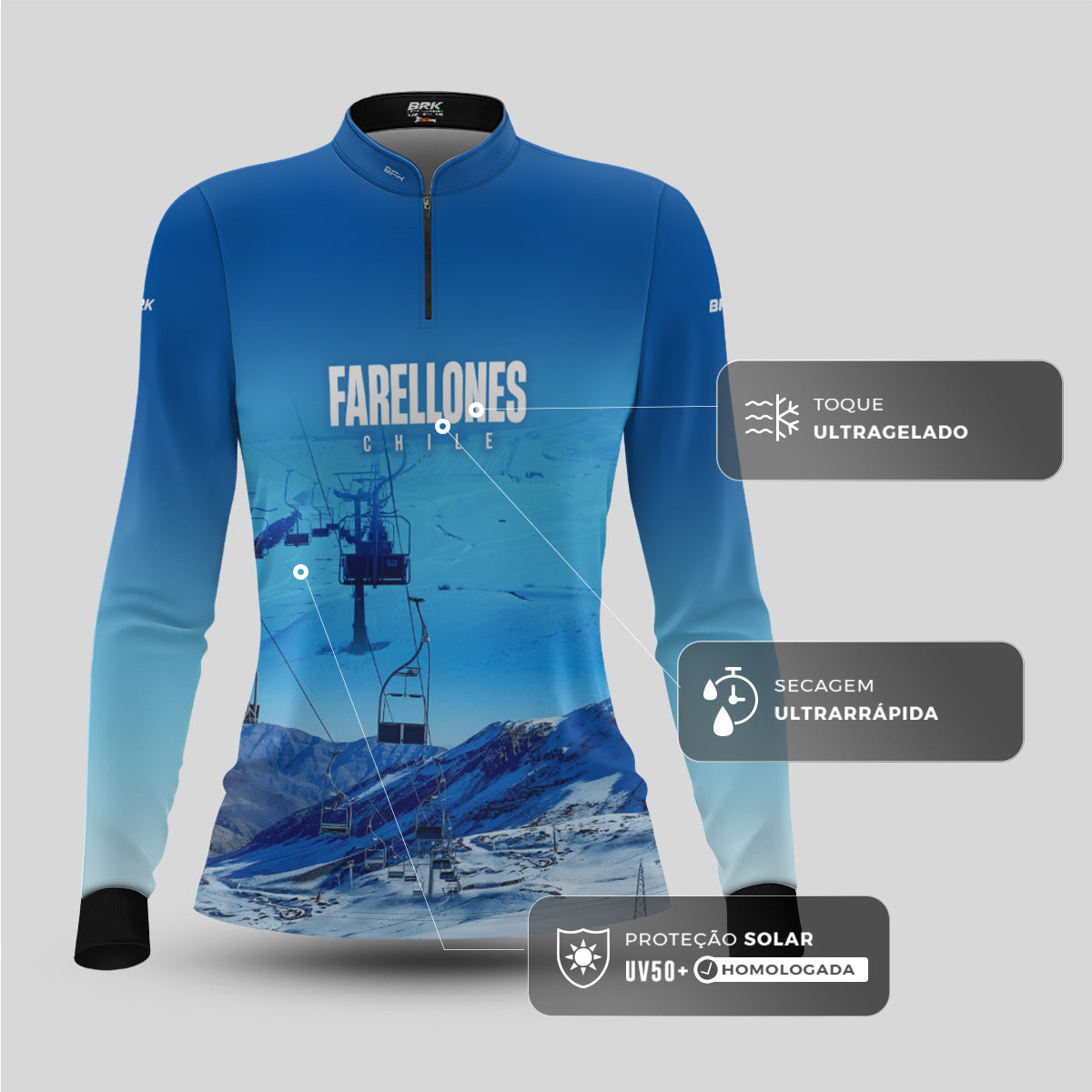Camisa Feminina Brk Chile Farellones com Proteção UV50+