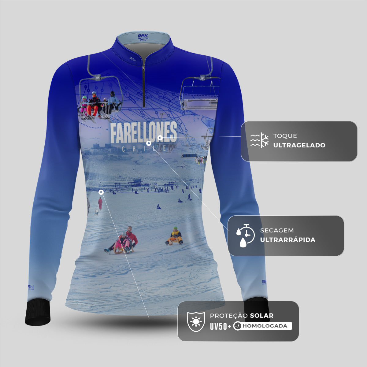 Camisa Feminina Brk Chile Farellones 2 com Proteção UV50+