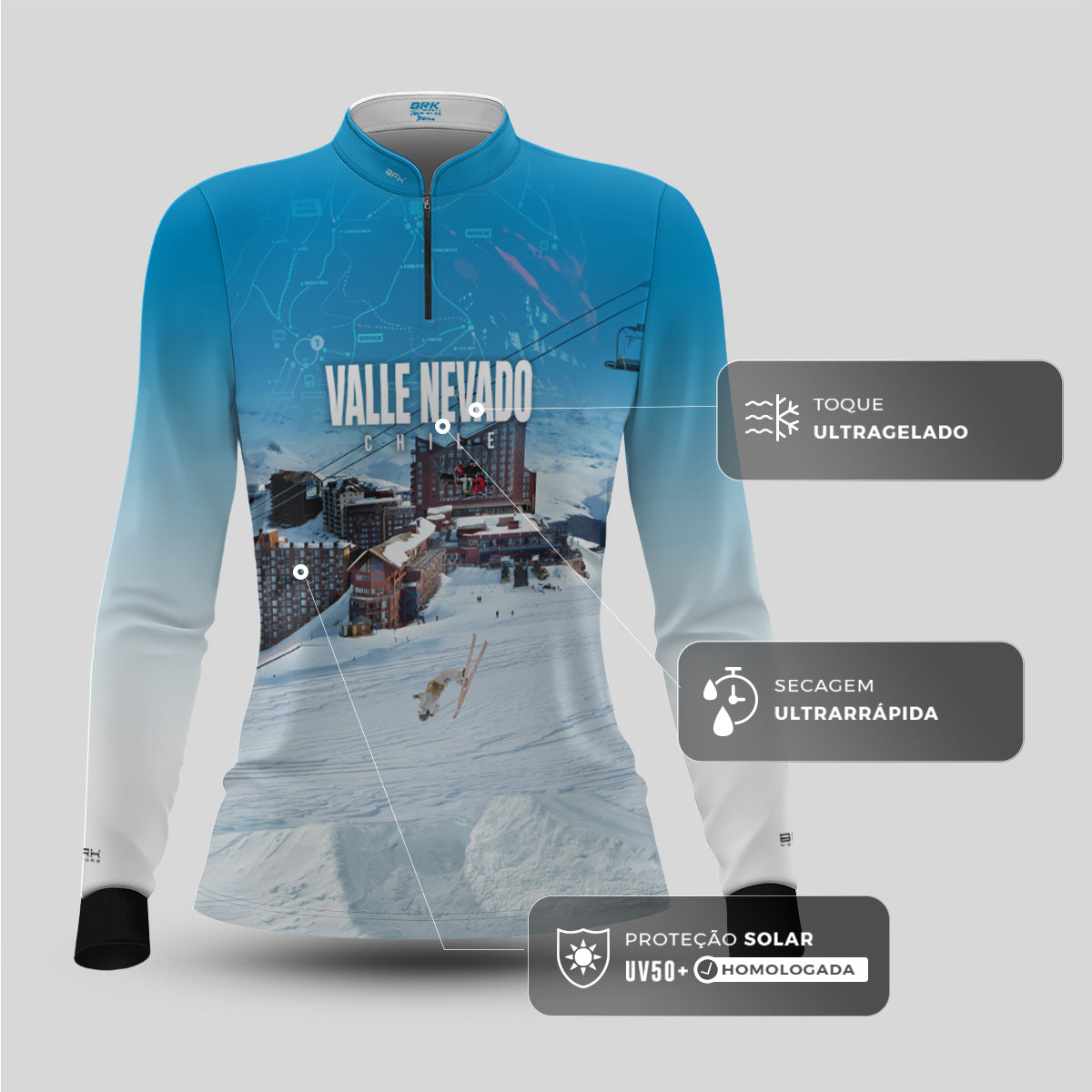 Camisa Feminina Brk Chile Valle Nevado 2 com Proteção UV50+