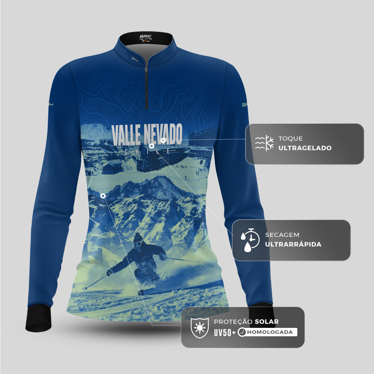 Camisa Feminina Brk Chile Valle Nevado com Proteção UV50+