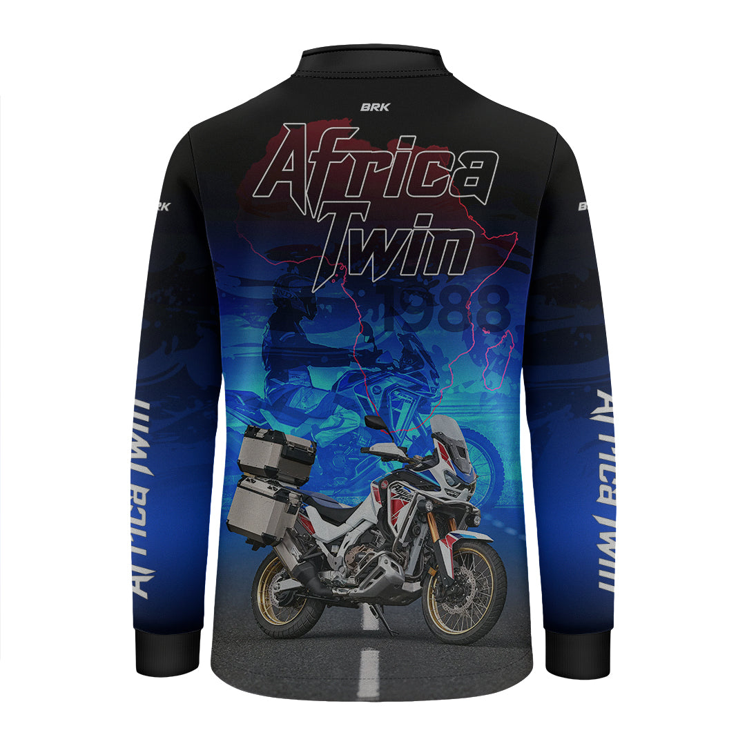 Camisa Motociclismo Infantil Brk Africa Twin Azul com Proteção UV50