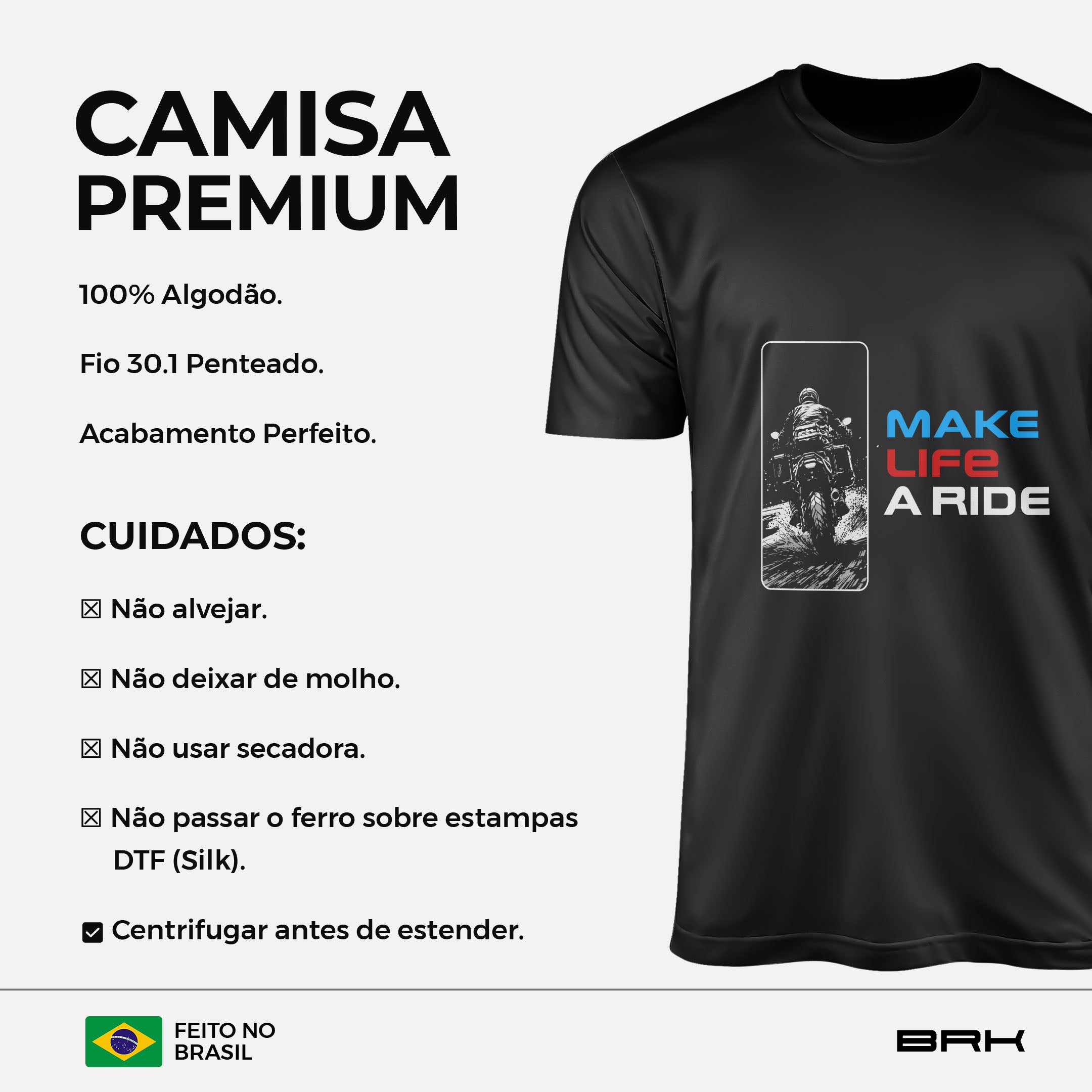 Camiseta de Algodão Brk Big Trail Make Life a Ride