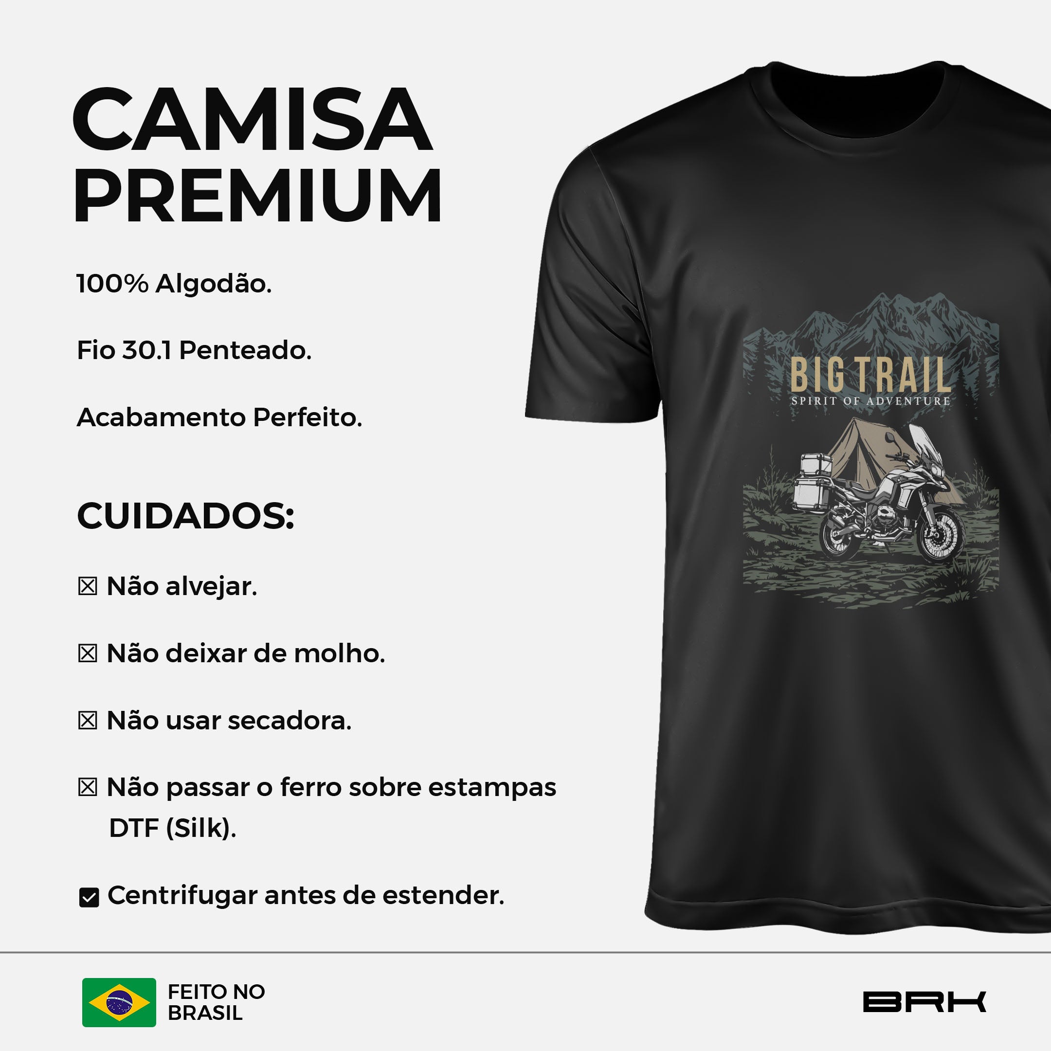 Camiseta de Algodão Brk Big Trail Spirit of Adventure Acampamento