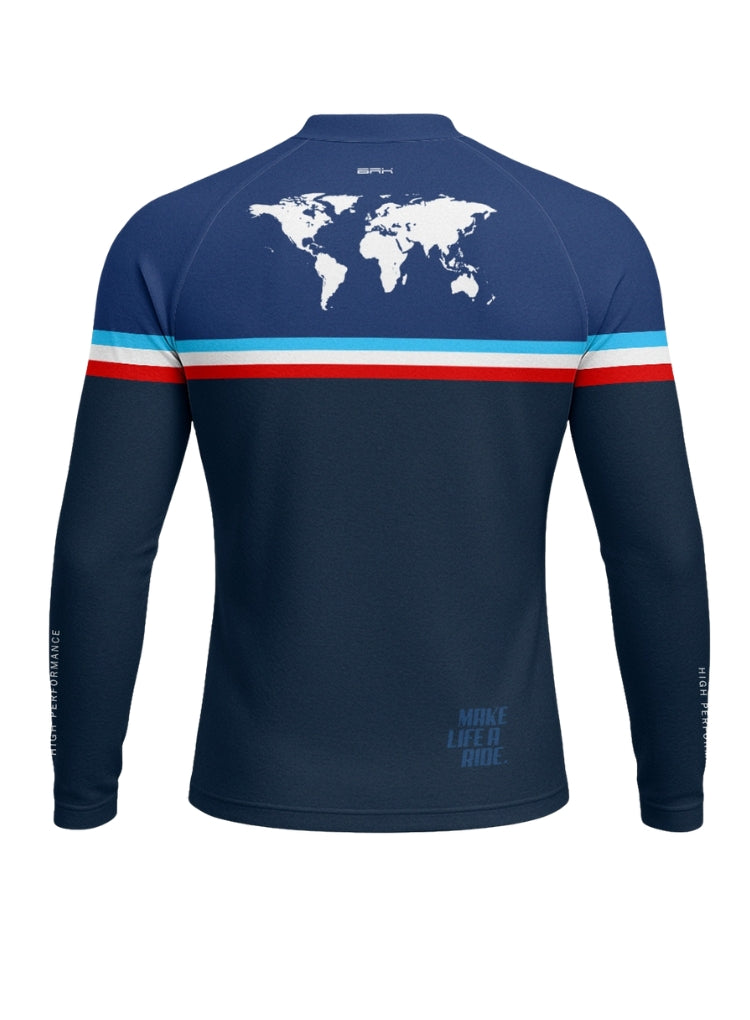 Camisa UV50 Segunda Pele Brk GS Adventure Mapa Mundi Azul