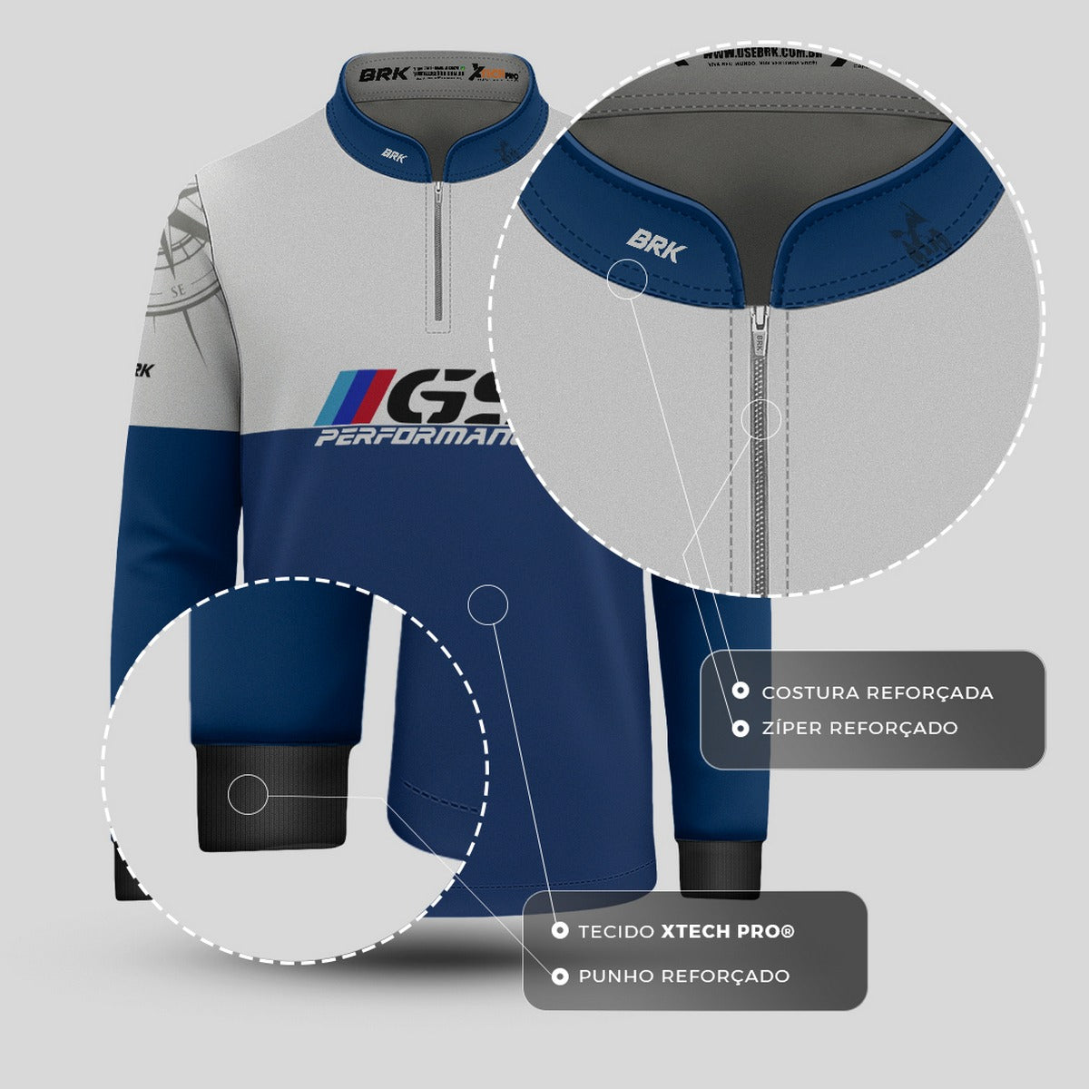 Camisa Infantil Brk GS BMW Performance Azul com Proteção UV50