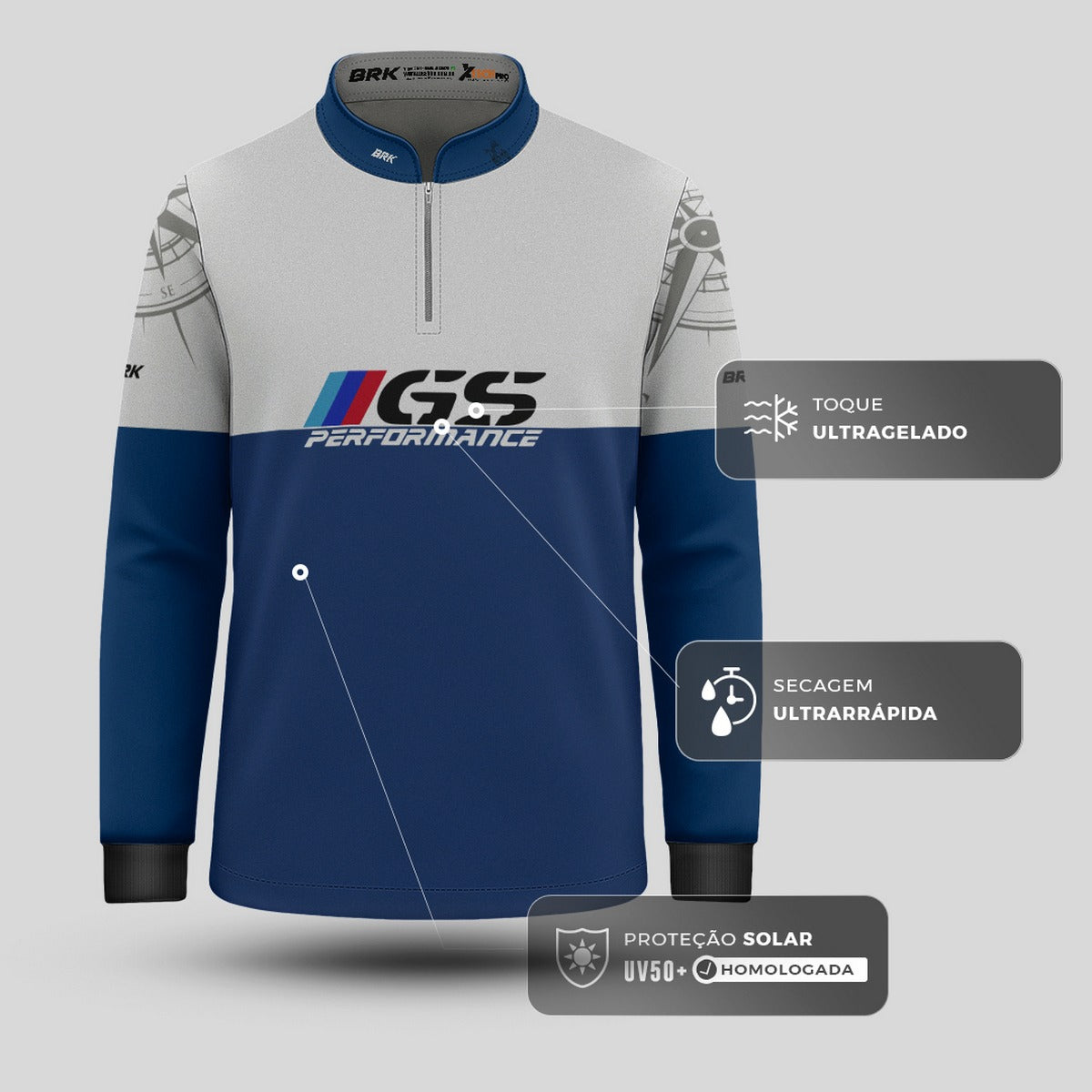 Camisa Infantil Brk GS BMW Performance Azul com Proteção UV50