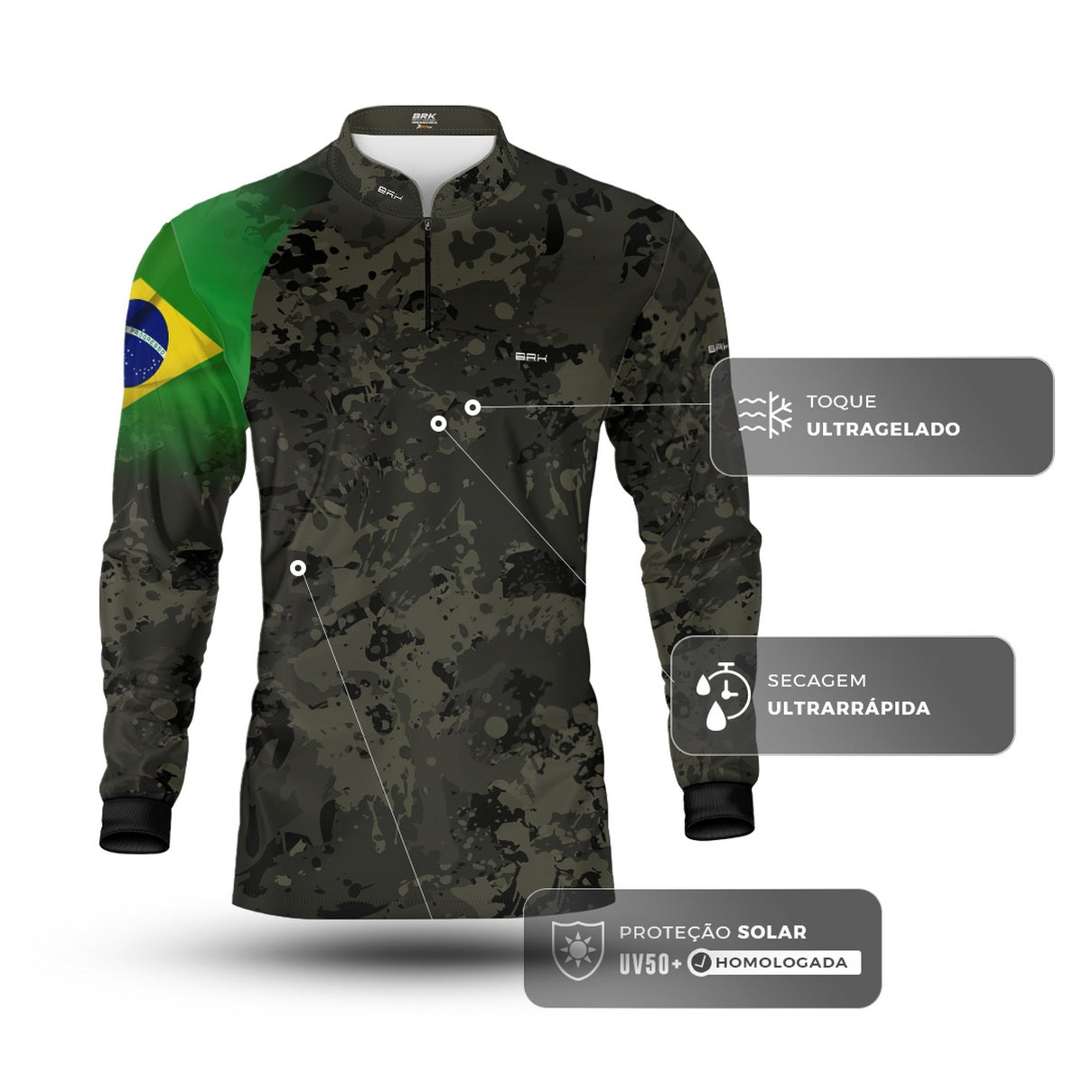 Camisa Agro Brk Eu Sou do Agro Camu Brasil com Proteção UV50