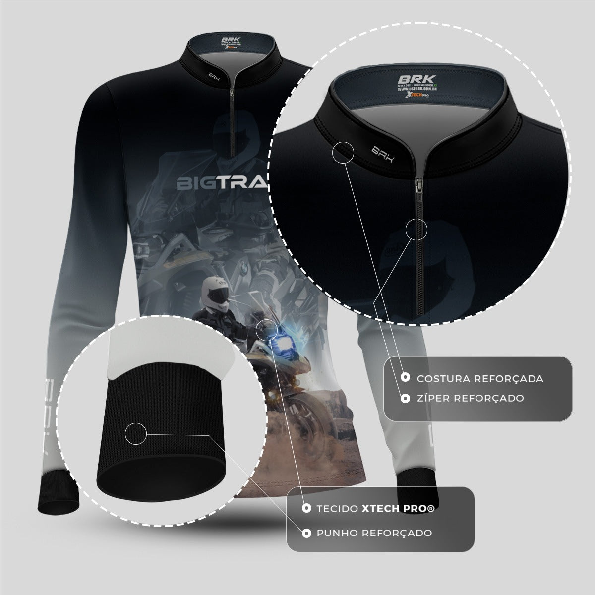 Camisa Motociclismo Feminina Brk Big Trail R 1200 com Proteção Solar UV50+