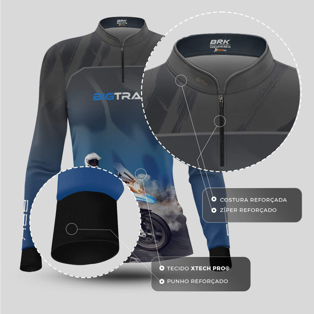 Camisa Motociclismo Feminina Brk Big Trail R 1250 GS Asfalto com Proteção Solar UV50+