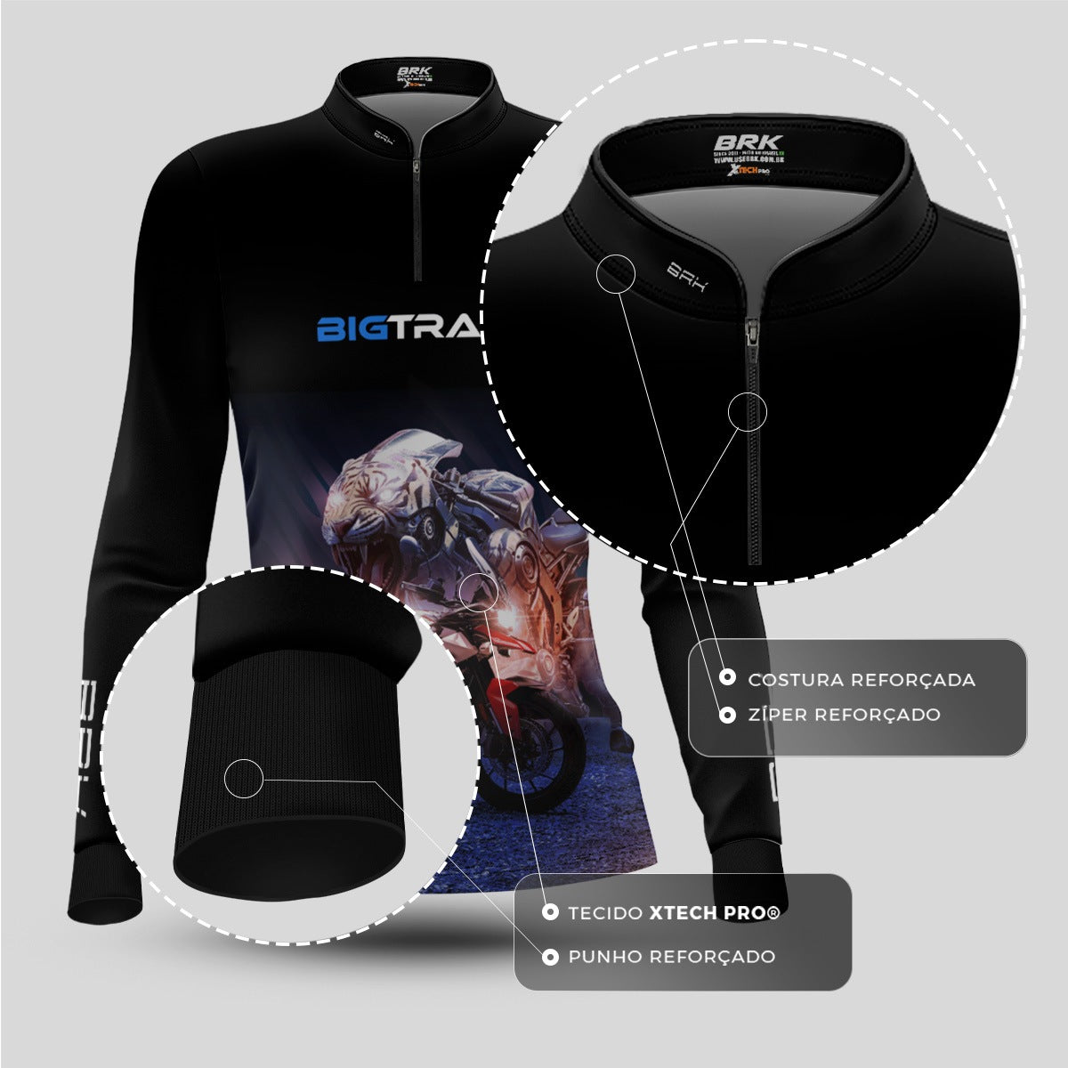 Camisa Motociclismo Feminina Brk Big Trail com Proteção Solar UV50+