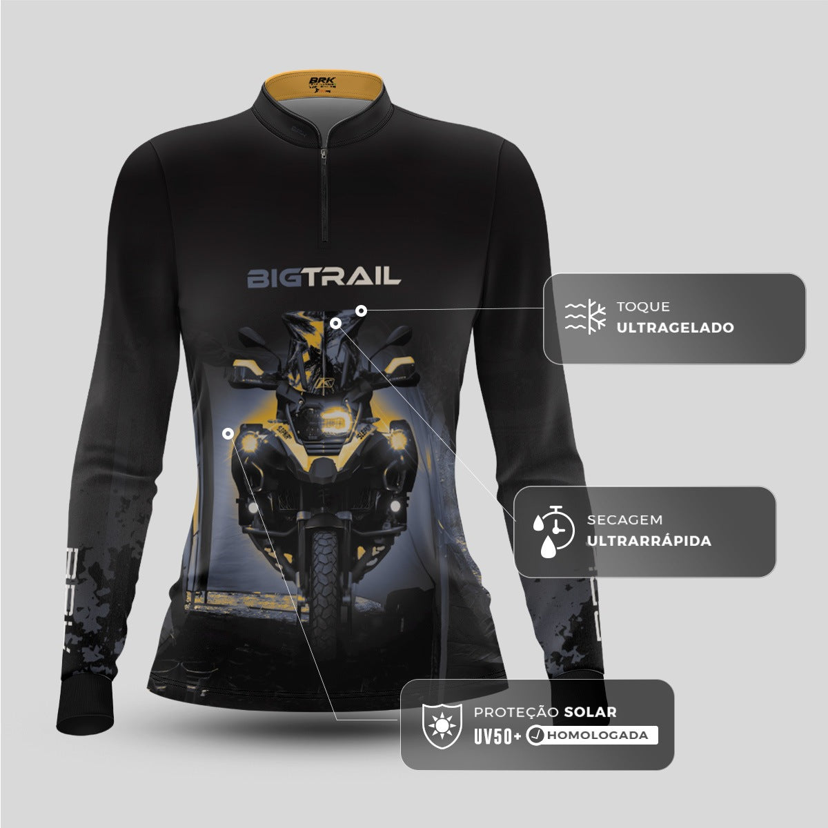Camisa Motociclismo Feminina Brk Big Trail GS com Proteção Solar UV50+