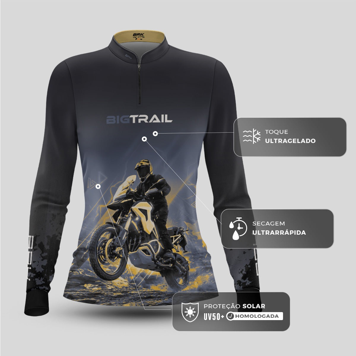 Camisa Motociclismo Feminina Brk Big Trail Adventure com Proteção Solar UV50+