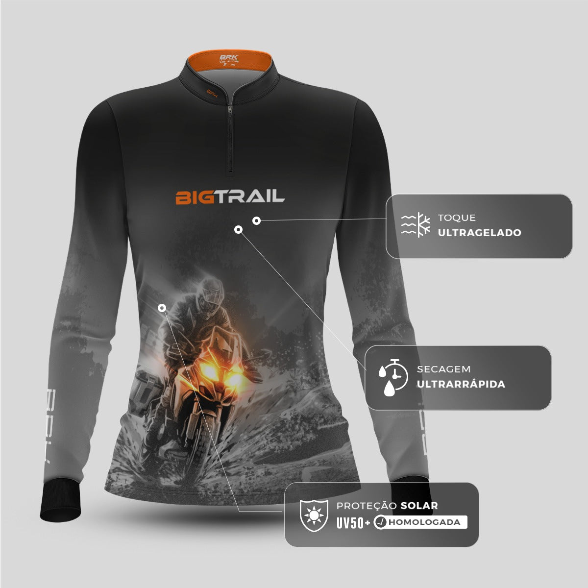 Camisa Motociclismo Feminina Brk Big Trail com Proteção Solar UV50+