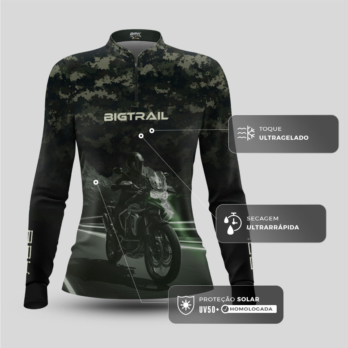 Camisa Motociclismo Feminina Brk Big Trail  com Proteção Solar UV50+